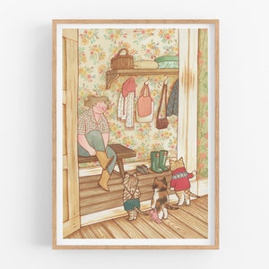 Where Are You Going? Cat Artwork, Printable Art, Illustration Print, Home Decor