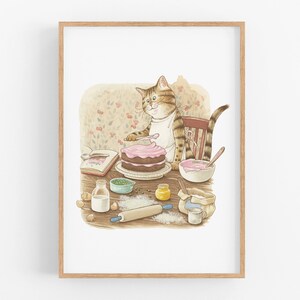 Cat Chef, Cat Artwork, Printable Artwork, Illustration Print, Home Decor