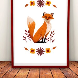 Fox Art Print, Woodland Animals Poster, Illustration print, Home Decor