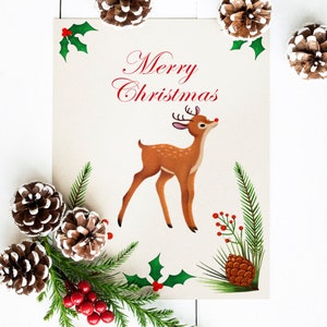 Cartes de voeux de rennes de Noël, cartes de Noël d'illustration de Rudolph