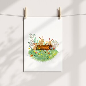 Bunny Nursery Art, Rabbit Print, Woodland Baby Animal Posters