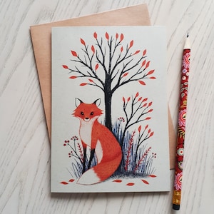 Carte de remerciement Autumn Fox, carte de vœux, carte d’anniversaire
