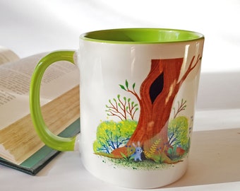 Green Forest coffee Mug Illustrated Mug Nature lover gift