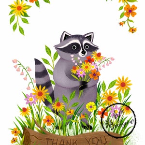 Raccoon card Thank you card Animal lover gift image 3
