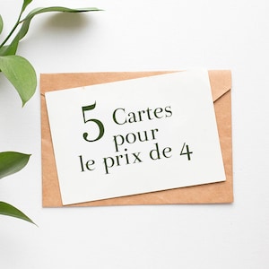 5 cartões à sua escolha pelo preço de 4! 5 cartões de felicitações à sua escolha!