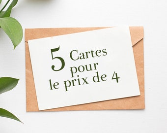 ¡5 cartas de tu elección por el precio de 4! ¡5 tarjetas de felicitación de tu elección!