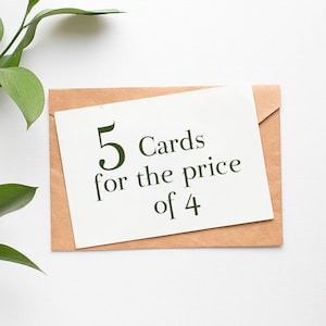 5 cartões à sua escolha pelo preço de 4! 5 cartões de felicitações à sua escolha!