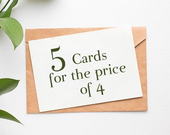 5 tarjetas de su elección por el precio de 4 ! 5 Tarjetas de felicitación de su elección !