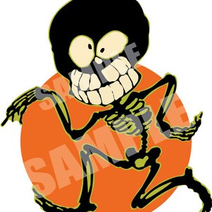 Vintage Halloween Digital Image. 1929 Goofy Big Grin Skeleton. 300dpi