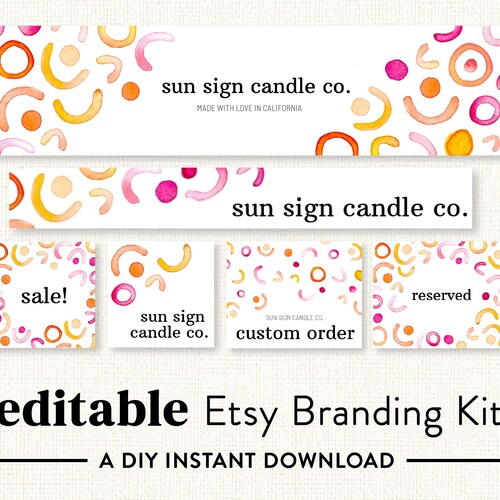 CORJL Etsy Shop Graphics Kit DIY Editable Etsy Banner Etsy Etsy
