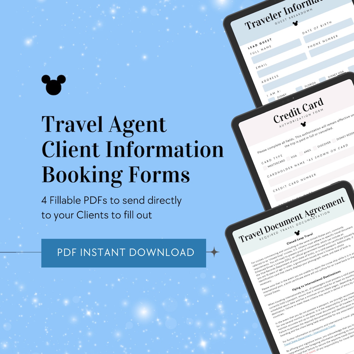 WDW Travel Agent Client Booking Forms, WDW Travel Agent PDF Form