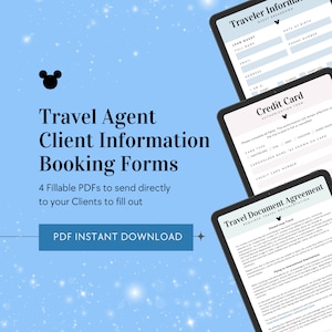 WDW Travel Agent Client Booking Forms, WDW Travel Agent PDF Form, Travelers Information Documents, pdf Forms, Travel Agent Forms
