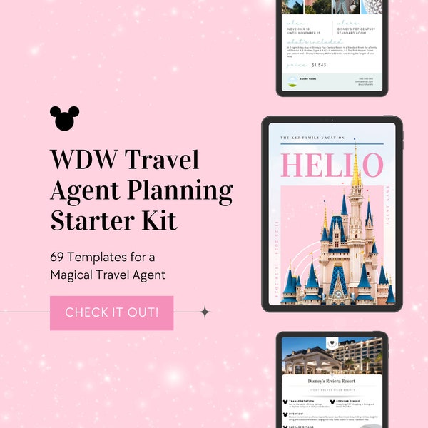 WDW Travel Agent Client Starter Kit, WDW Travel Agent Templates, WDW Travel Planner Template, Canva Template, Travel Agent Template, Cava