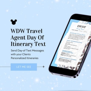 Sjablonen WDW-reisbureauklantendag met reisplan, digitaal reisschema WDW-reisbureau, canva-sjablonen, sjablonen reisbureau