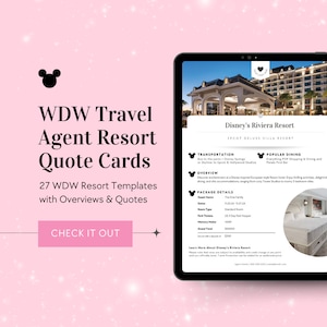 WDW Travel Agent Client Resort Quote Cards Kit, WDW Travel Agent Templates, WDW Resort Quote Cards Template, Canva, Travel Agent Template