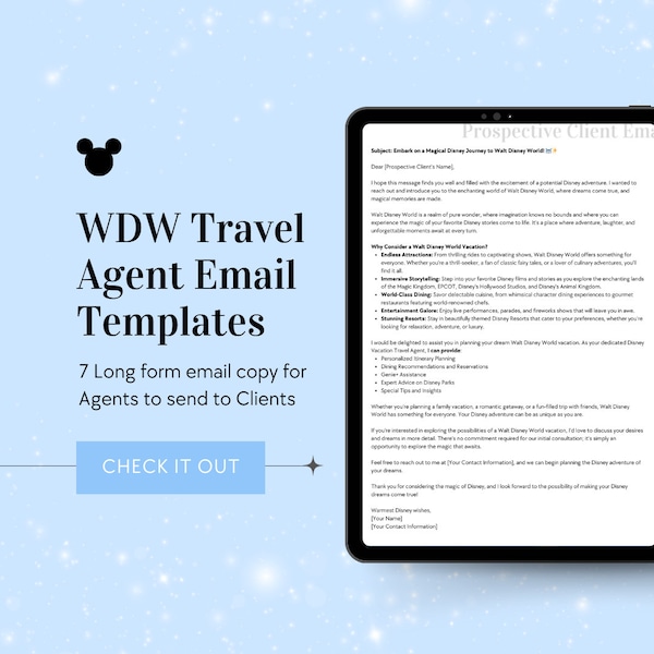 WDW Travel Agent Email Templates, WDW Travel Agent Email Copy, Email Templates, Travel Agent Email Templates, Travel Agent Emails