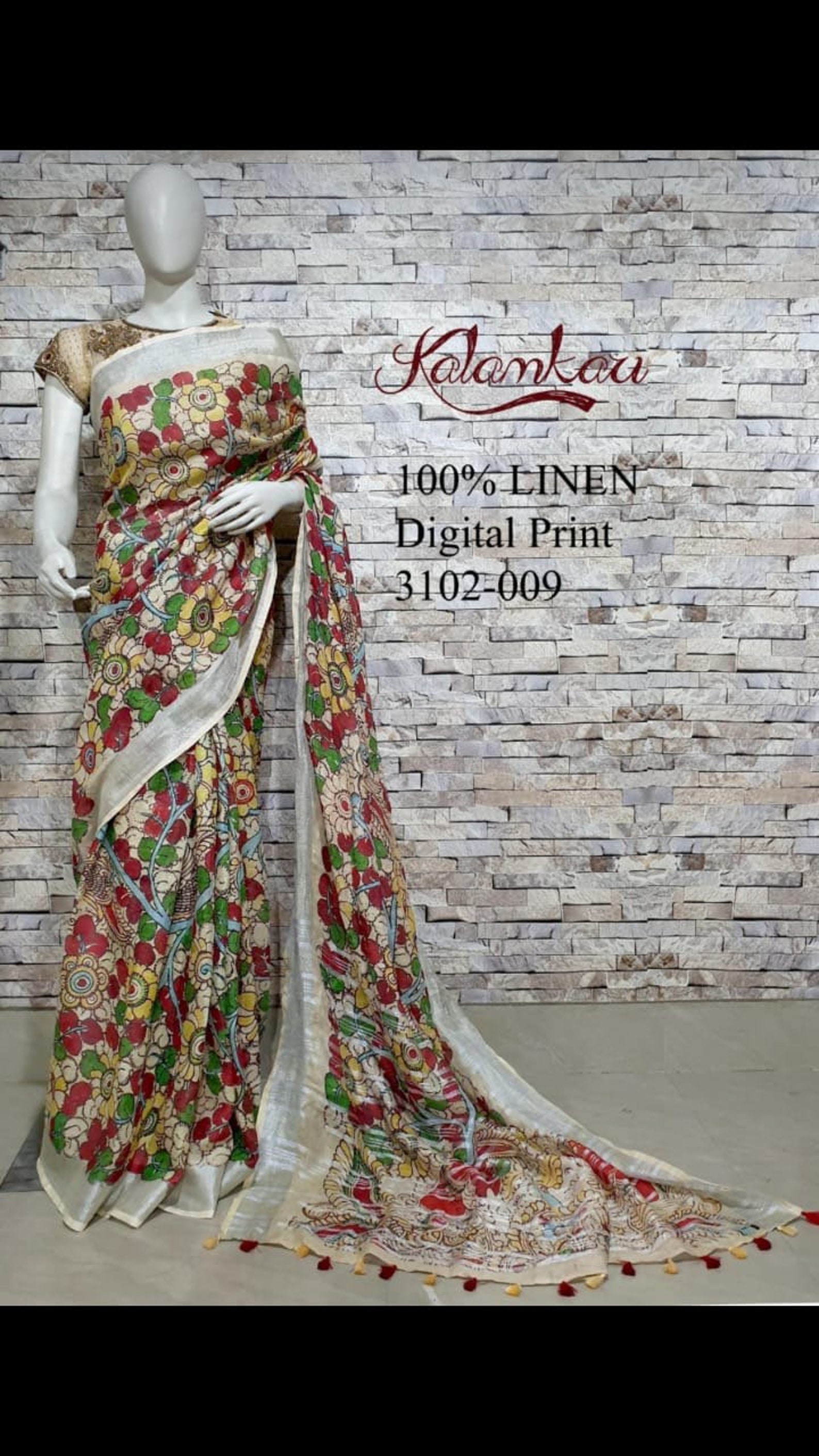 Digital print Organic Linen saree Available in multiple Etsy