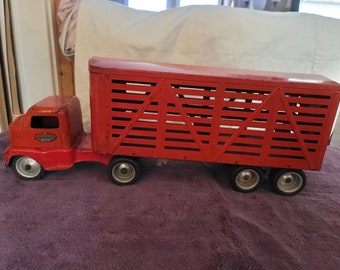 Vintage 1950s TONKA Livestock Semi Tractor trailer