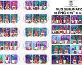 Christmas Gnome Mug Sublimation Design, Gnome Mug PNG, Mug Sublimation Wrap - Mug Design PNG 300 DPI instant download