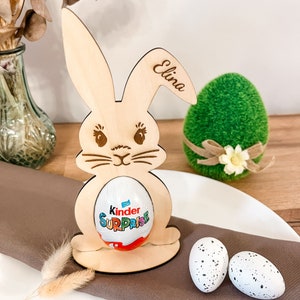 Rabbit carries chocolate surprise egg - Easter decoration - Place marker