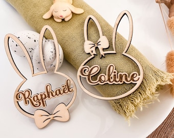 Marque place Pâques lapin à personnaliser - décoration table - panier de pâques