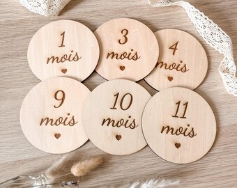 Carte étape Bébé naissance en bois - Maternité - Future maman