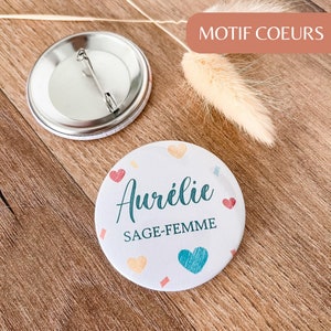 Badge Midwife Childcare worker Nurse Caregiver Personalized Coeurs