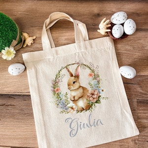 Personalized Easter Basket Bag - Rabbit children's tote bag