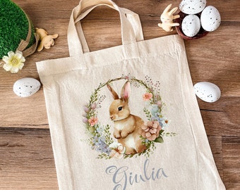 Personalized Easter Basket Bag - Rabbit children's tote bag