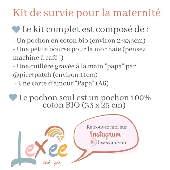 Annonce futur papa. Pochon Kit de survie futur papa. Annonce grossesse,  cadeau Future maman. Idée cadeau surprise. Maternité. Baby shower. -   France