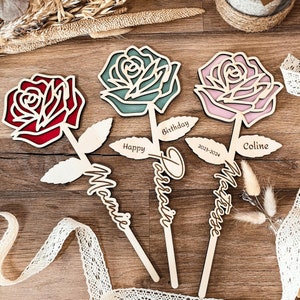 Rose personalized wooden flower - Grandmother gift - Mistress - Mom - Godmother