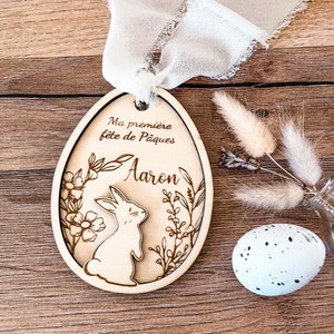 Oeuf de Pâques Lapin personnalisé Première fête de Pâques Panier chasse aux oeufs image 1