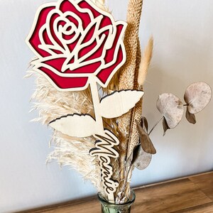 Rose fleur en bois personnalisée cadeau Grand mère Maitresse Maman Marraine image 8
