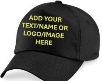 Personalised Cotton Baseball Caps Adults: Customized Your Caps/Hat with Text/Logo; Ideal for Parties, Business Promotion, Sport/Causal wear.