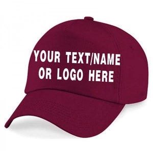Personalised baseball caps Customised/Plain Adults unisex Printed Caps Hats Text/Logo: Ideal for Business Promotions, Sports and Causal wear