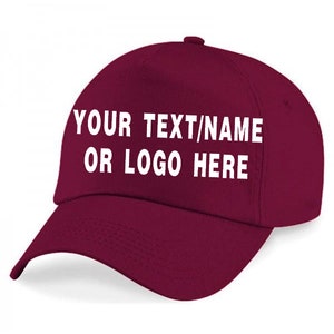 Personalised baseball caps Customised/Plain Adults unisex Printed Caps Hats Text/Logo: Ideal for Business Promotions, Sports and Causal wear image 1