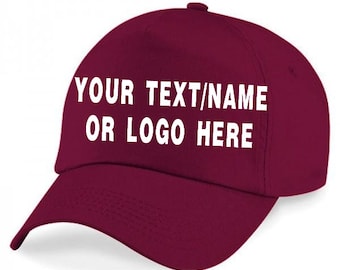 Personalised baseball caps Customised/Plain Adults unisex Printed Caps Hats Text/Logo: Ideal for Business Promotions, Sports and Causal wear