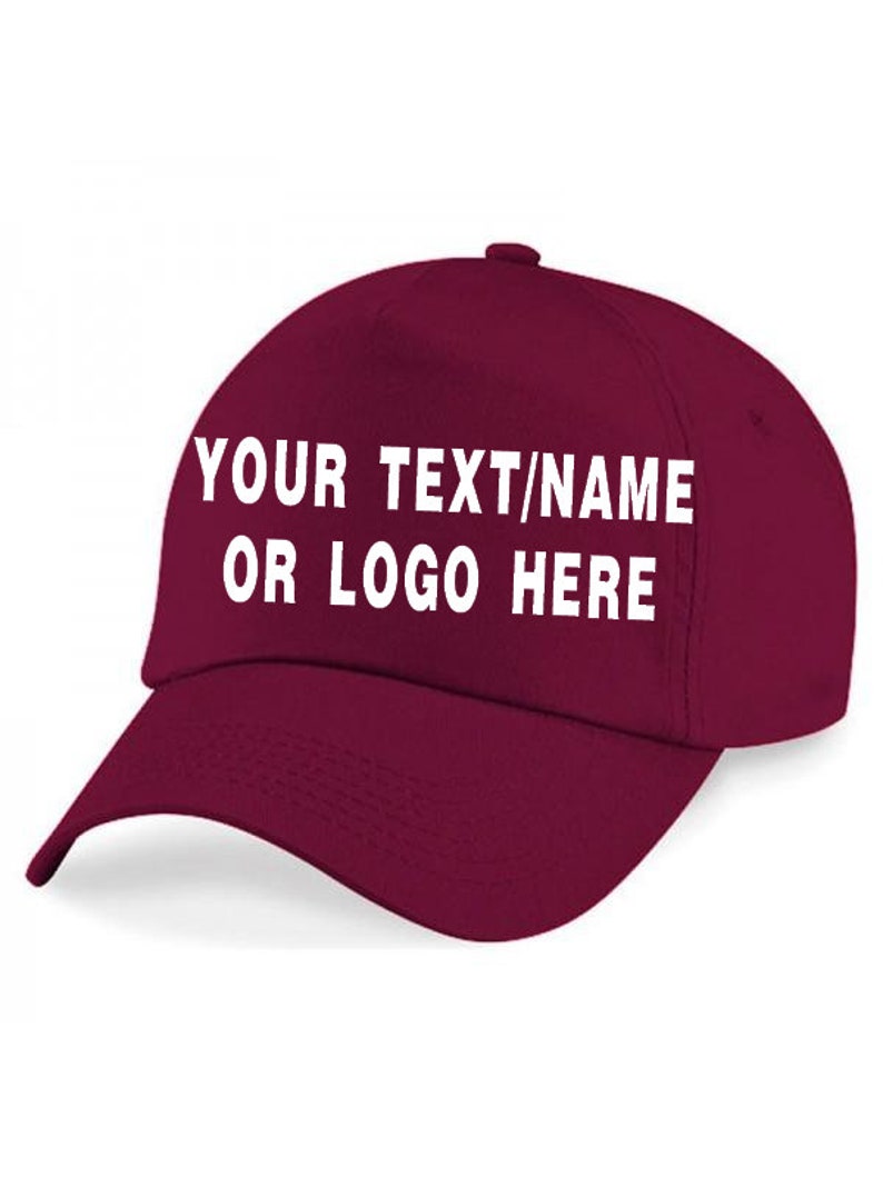 Personalised baseball caps Customised/Plain Adults unisex Printed Caps Hats Text/Logo: Ideal for Business Promotions, Sports and Causal wear image 1