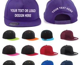 Gorra Snapback Personalizada: Texto/Logotipo Personalizado, Visera Plana de Sarga de Algodón
