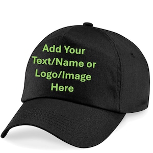 Personalised Cotton Baseball Caps Adults: Customized Your Caps/Hat with Text/Logo; Ideal for Parties, Business Promotion, Sport/Causal wear.