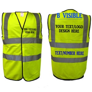 Printed Personalised Hi vis vest/waistcoat EN471class2 Printed safety high visibility vests or jackets with your text or logo printed vests zdjęcie 3