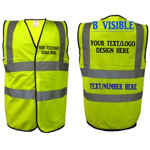 Gilet/Gilet haute visibilité personnalisé imprimé EN471class2 Gilets ou vestes de sécurité haute visibilité imprimés avec votre texte ou votre logo Gilets imprimés image 3