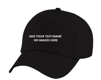 Custom Kids Baseball Caps: Personalised  Your Cap/Hat with Text/Name or Image/Logo, 5-Panel Cotton Twill Juniors Printed Caps.