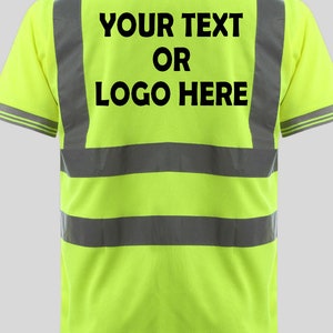 Printed Hi vis safety Polo T-Shirts Personalised Polo safety shirts Customise Hi Vis Polo T-Shirts EN471 high visibility polo t-shirts