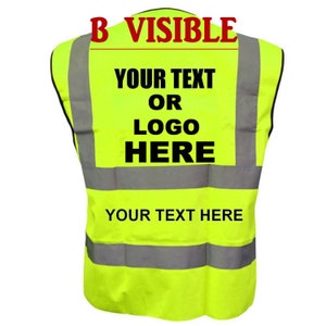 Printed Personalised Hi vis vest/waistcoat EN471class2 Printed safety high visibility vests or jackets with your text or logo printed vests image 4