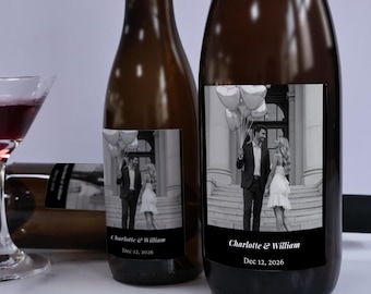 Personalized Photo Bottle Stickers, Wedding Wine Labels Custom, Anniversary & Party Decor