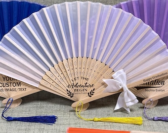 Retro Graduation Fans, Custom Party Favors, Sandalwood Keepsakes