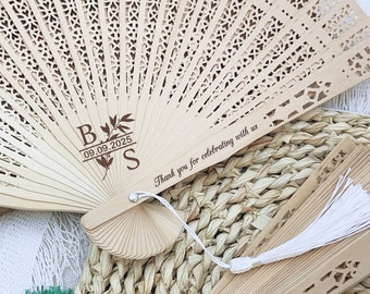 Personalized Wedding Sandalwood Fans with Tassel: Bridal Shower Favors