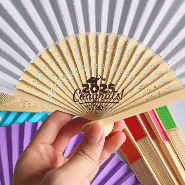 Fabric Graduation Fans in Bulk Personalized Gift for Graduation Party Favor Custom Hand Fan Graduation Gift Hand Fan Summer Fan for Friends