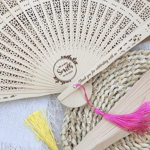 Personalized Wedding Hand Fans with Tassel Bridesmaid Gifts Party Favors Groomsman Gifts Favors for Guests in Bulk Bridal Shower Favors Fan